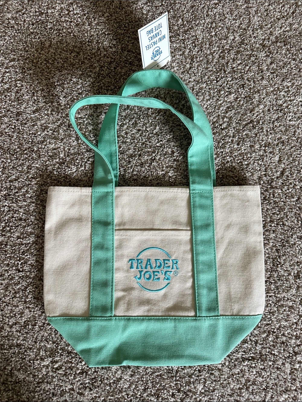 Trader Joe’s Mini Pastel Canvas Tote Bag; NWT - Picture 2 of 5